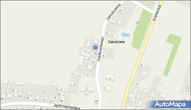Kije, Zakościelna, 7, mapa Kije