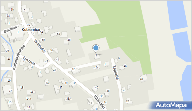 Kobiernice, Zapłocie, 3, mapa Kobiernice