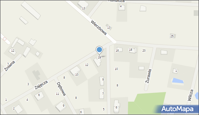 Kobylarnia, Zajęcza, 14, mapa Kobylarnia