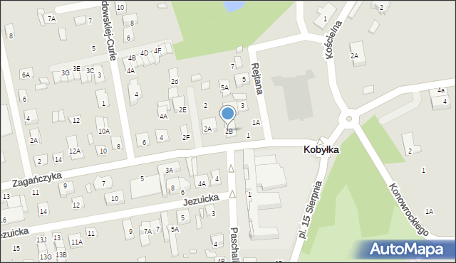 Kobyłka, Zagańczyka Antoniego, ks., 2B, mapa Kobyłka
