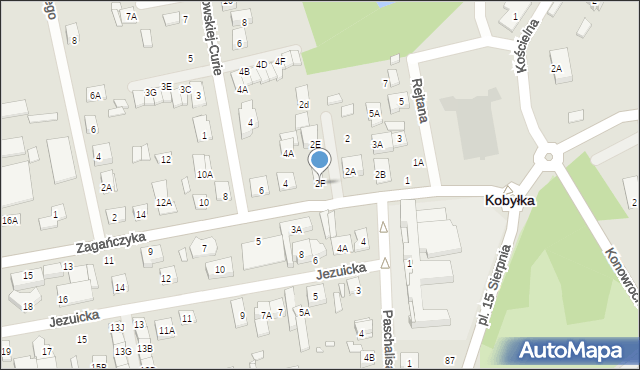 Kobyłka, Zagańczyka Antoniego, ks., 2F, mapa Kobyłka