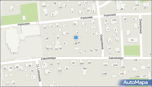 Kobyłka, Załuskiego Marcina, ks., 69, mapa Kobyłka
