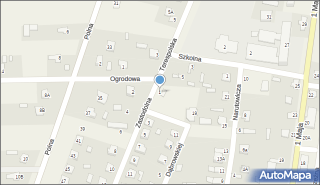 Kodeń, Zastodolna, 1, mapa Kodeń