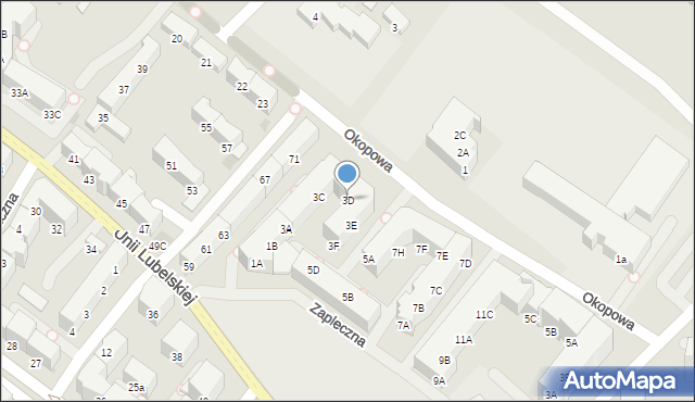 Kołobrzeg, Zapleczna, 3D, mapa Kołobrzegu
