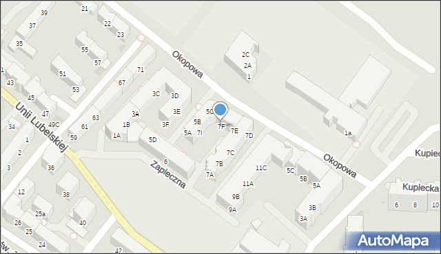 Kołobrzeg, Zapleczna, 7F, mapa Kołobrzegu