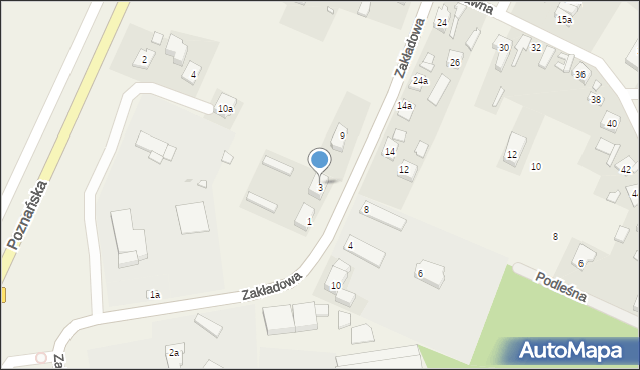 Komorniki, Zakładowa, 3, mapa Komorniki