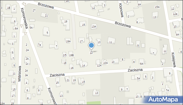 Komorów, Zaciszna, 12, mapa Komorów