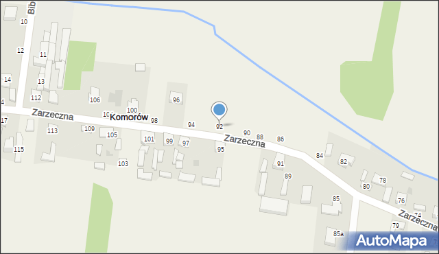 Komorów, Zarzeczna, 92, mapa Komorów