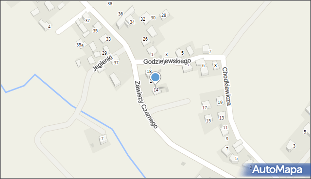 Kończyce, Zawiszy Czarnego, 14, mapa Kończyce
