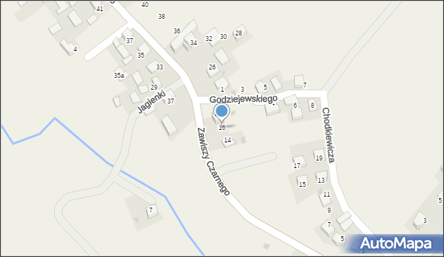 Kończyce, Zawiszy Czarnego, 16, mapa Kończyce