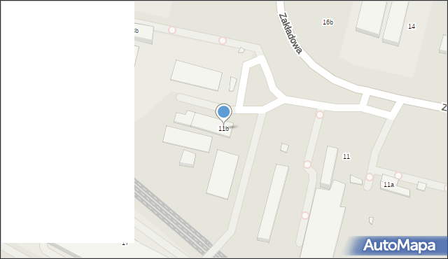 Konin, Zakładowa, 11b, mapa Konina