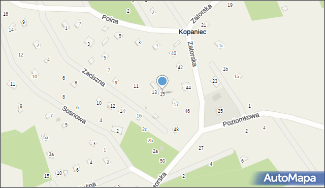 Kopaniec, Zaciszna, 15, mapa Kopaniec
