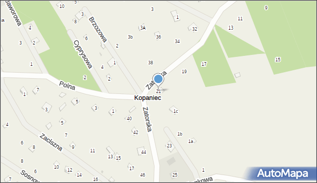 Kopaniec, Zatorska, 21, mapa Kopaniec