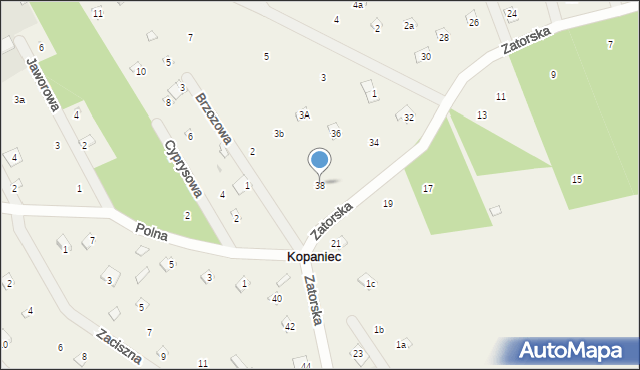 Kopaniec, Zatorska, 38, mapa Kopaniec