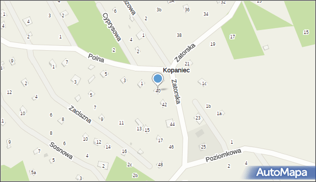 Kopaniec, Zatorska, 40, mapa Kopaniec