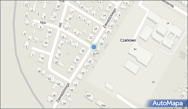 Kościan, Zawadzkiego-Zośki Tadeusza, 23, mapa Kościan