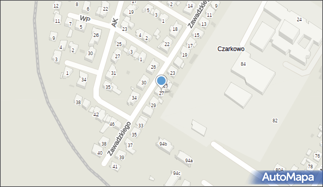 Kościan, Zawadzkiego-Zośki Tadeusza, 27, mapa Kościan