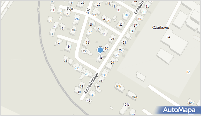 Kościan, Zawadzkiego-Zośki Tadeusza, 34, mapa Kościan