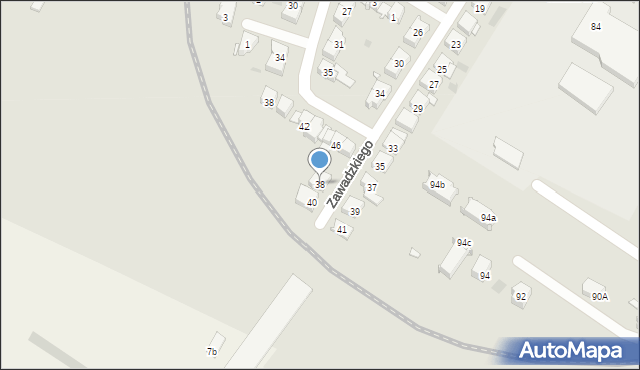 Kościan, Zawadzkiego-Zośki Tadeusza, 38, mapa Kościan