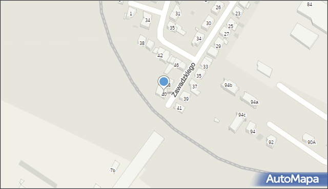 Kościan, Zawadzkiego-Zośki Tadeusza, 40, mapa Kościan