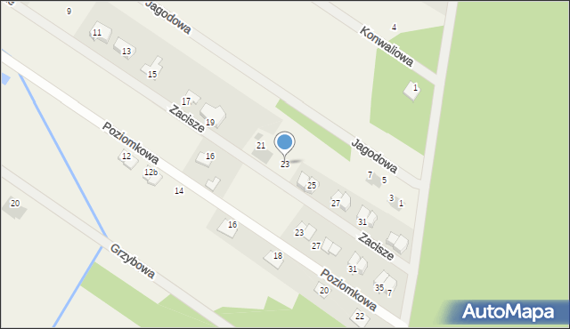 Kostomłoty Pierwsze, Zacisze, 23, mapa Kostomłoty Pierwsze