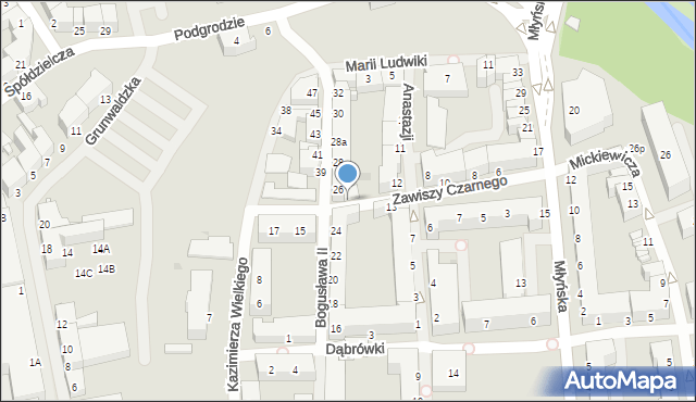 Koszalin, Zawiszy Czarnego, 14, mapa Koszalina