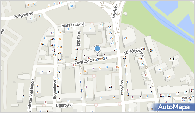 Koszalin, Zawiszy Czarnego, 8, mapa Koszalina