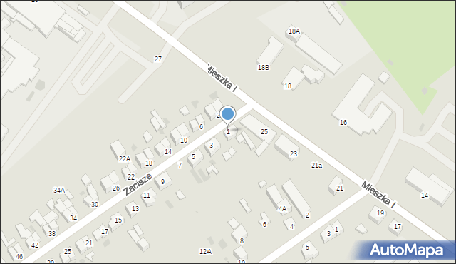 Koszalin, Zacisze, 1, mapa Koszalina