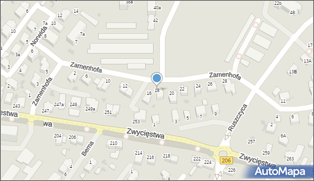 Koszalin, Zamenhofa Ludwika, dr., 18, mapa Koszalina