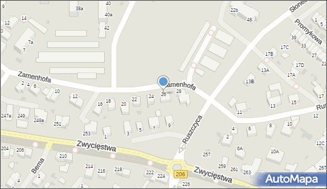 Koszalin, Zamenhofa Ludwika, dr., 26, mapa Koszalina