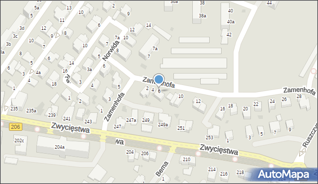 Koszalin, Zamenhofa Ludwika, dr., 6, mapa Koszalina