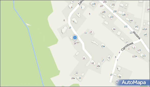 Koszyce Małe, Zakątna, 14, mapa Koszyce Małe