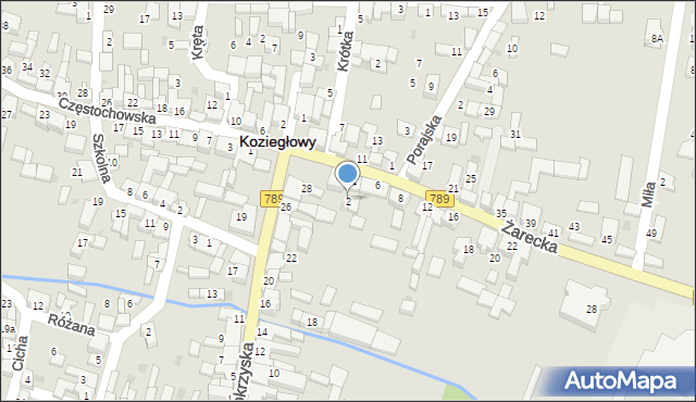 Koziegłowy, Żarecka, 2, mapa Koziegłowy