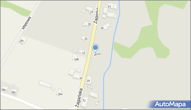 Kożuchów, Żagańska, 47, mapa Kożuchów