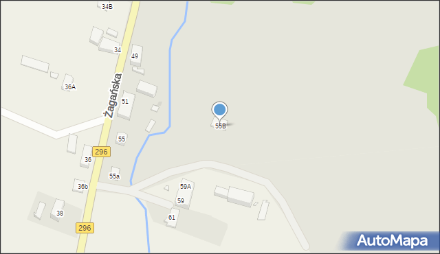 Kożuchów, Żagańska, 55B, mapa Kożuchów