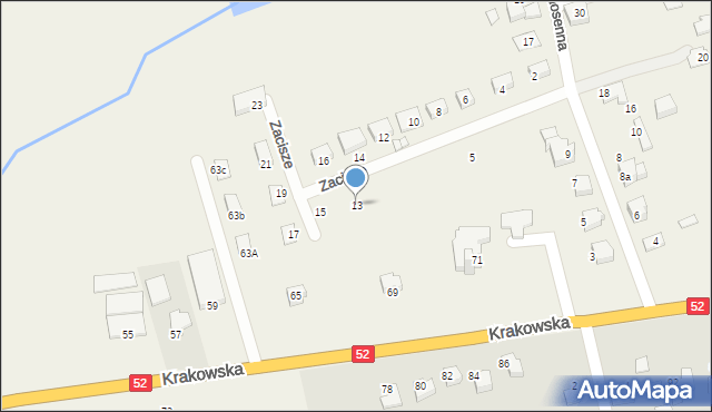 Kozy, Zacisze, 13, mapa Kozy