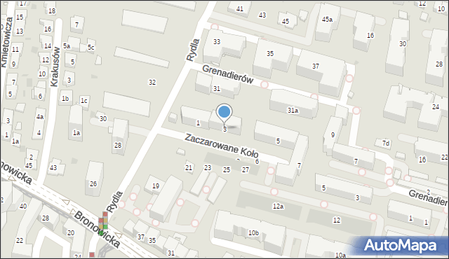 Kraków, Zaczarowane Koło, 3, mapa Krakowa