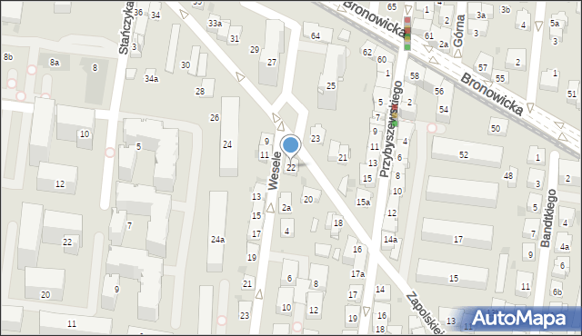 Kraków, Zapolskiej Gabrieli, 22, mapa Krakowa