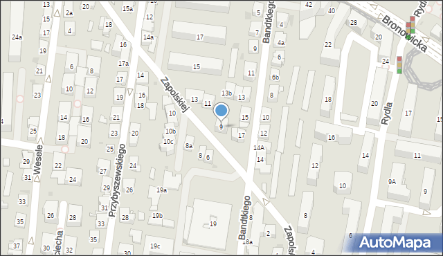 Kraków, Zapolskiej Gabrieli, 9, mapa Krakowa