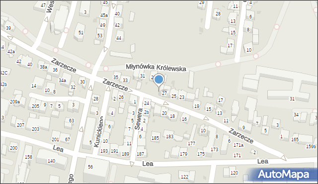 Kraków, Zarzecze, 27a, mapa Krakowa