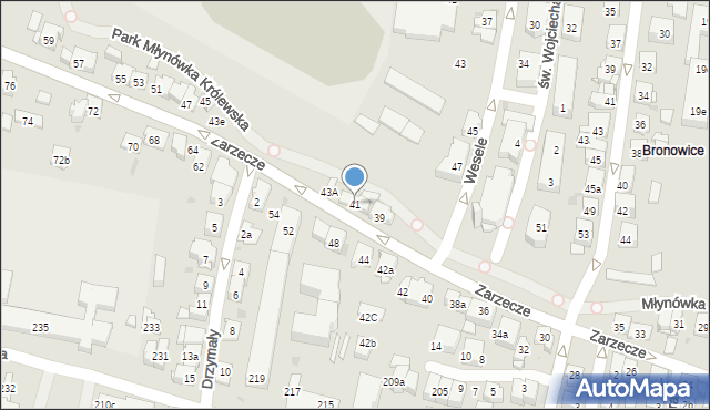 Kraków, Zarzecze, 41, mapa Krakowa