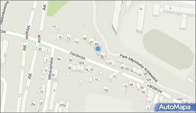 Kraków, Zarzecze, 63, mapa Krakowa