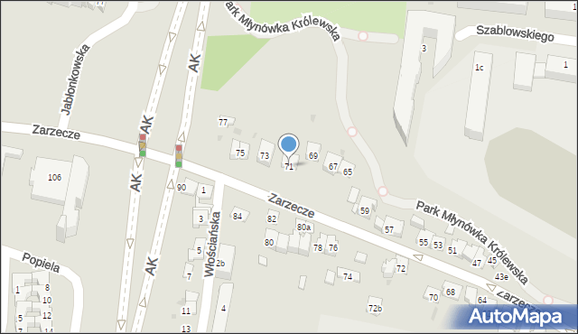 Kraków, Zarzecze, 71, mapa Krakowa