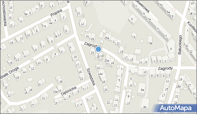 Kraków, Zagrody, 22, mapa Krakowa