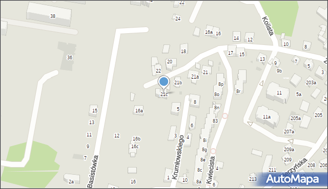 Kraków, Zamiejska, 21c, mapa Krakowa