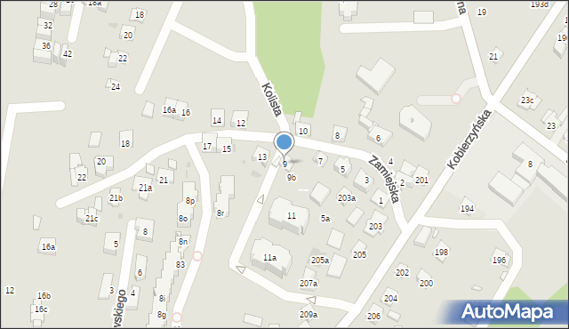 Kraków, Zamiejska, 9, mapa Krakowa