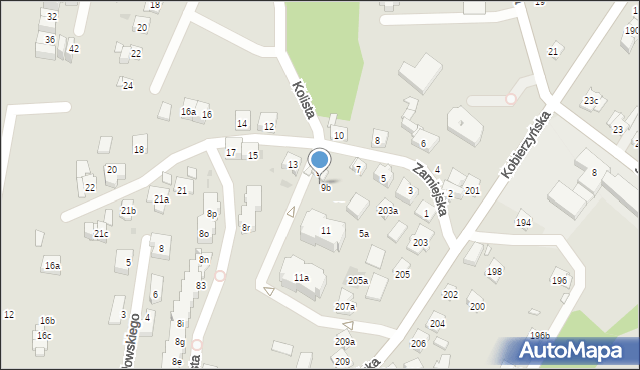 Kraków, Zamiejska, 9a, mapa Krakowa