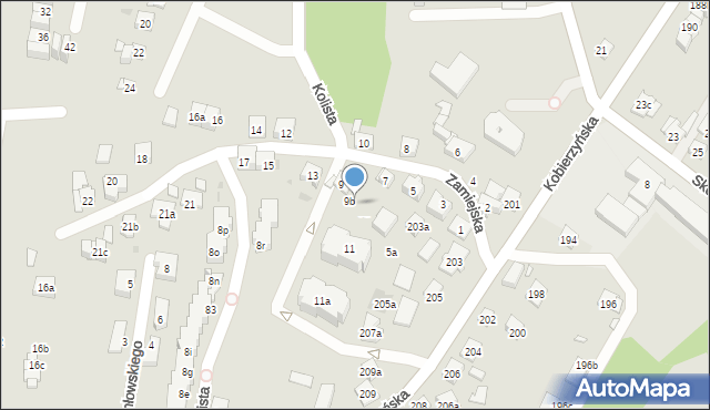 Kraków, Zamiejska, 9c, mapa Krakowa