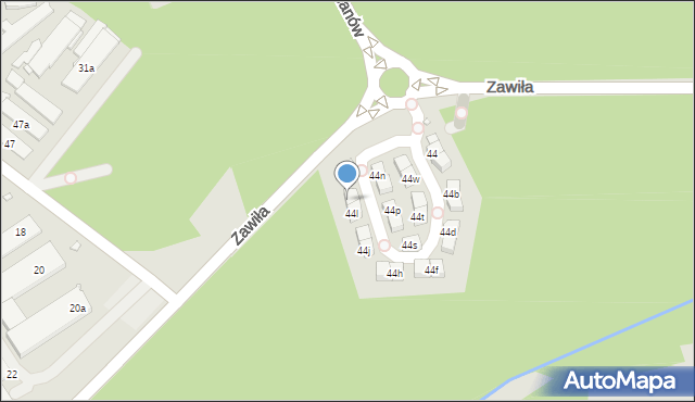 Kraków, Zawiła, 44m, mapa Krakowa