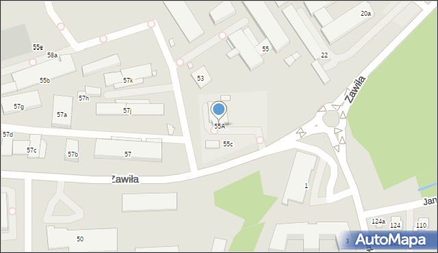 Kraków, Zawiła, 55A, mapa Krakowa